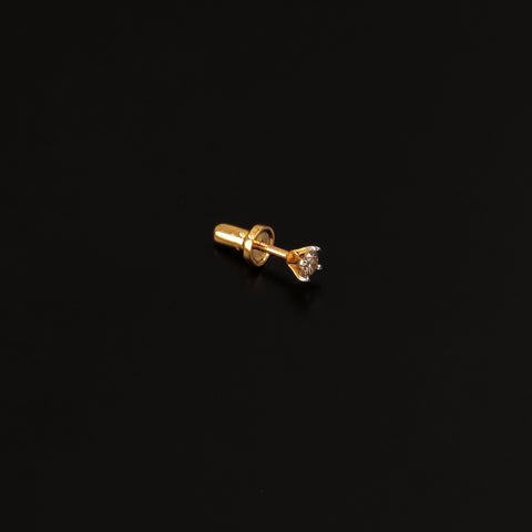 14K YG Solitaire Diamond Earring-1pc