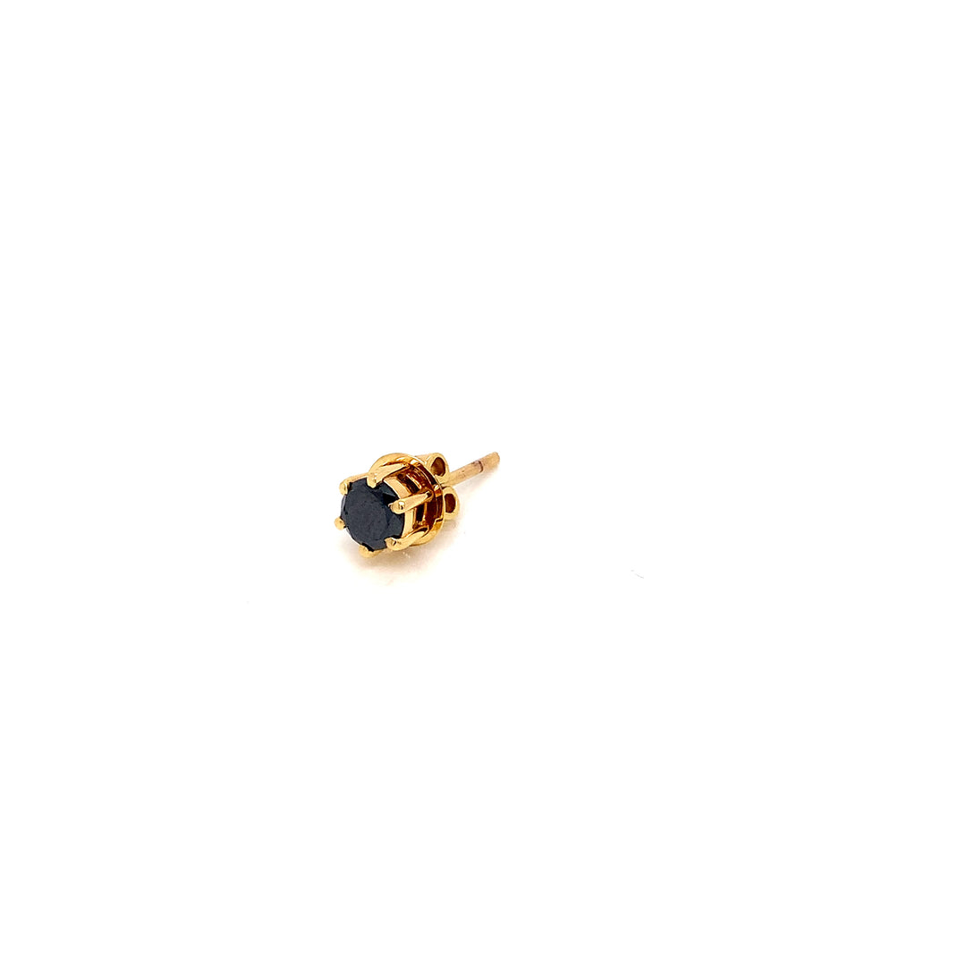 14K YG Solitaire Sapphire Earring- 1pc