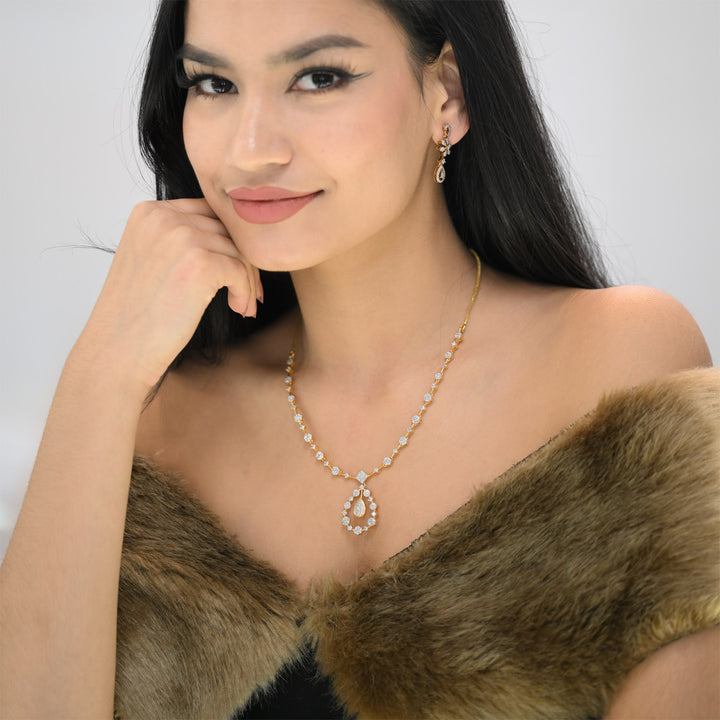 9K YG Princess Diamond Necklace- 1pc