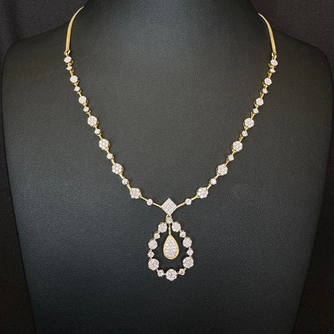 9K YG Princess Diamond Necklace-1pc