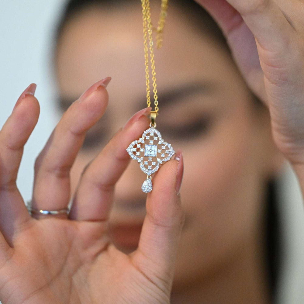 14K YG Cluster Diamond Pendant-1pc