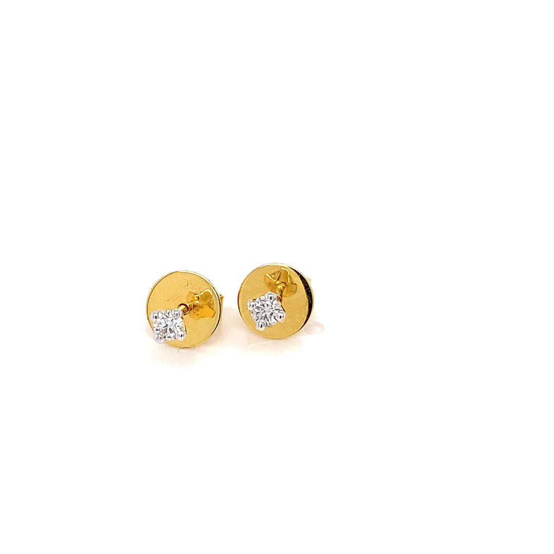 14K YG Solitaire Diamond Earring- 1pair