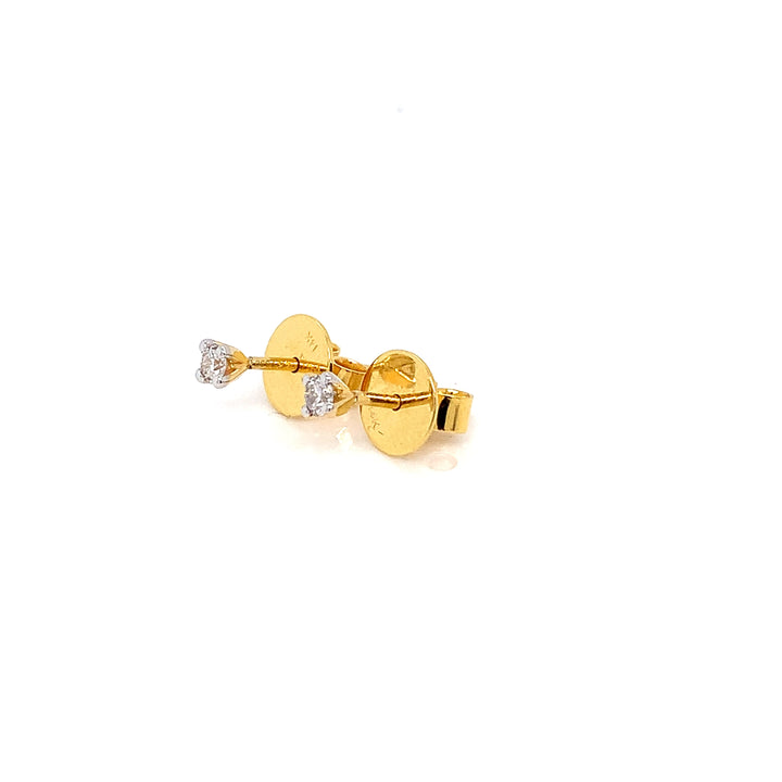 14K YG Solitaire Diamond Earring- 1pair