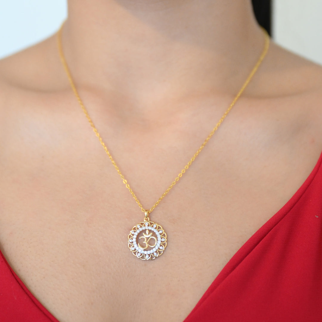 14K YG OM Diamond Pendant- 1pc