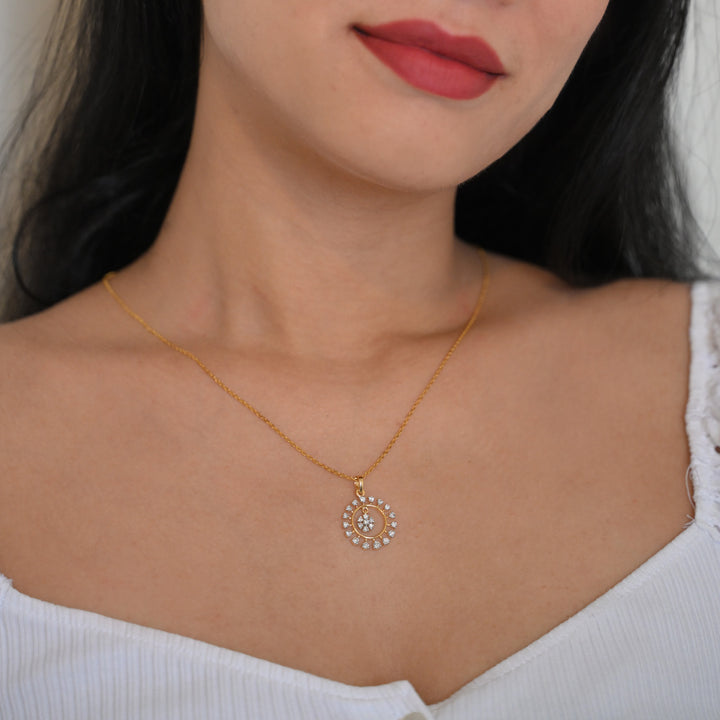 14K YG Cluster Diamond Pendant- 1pc