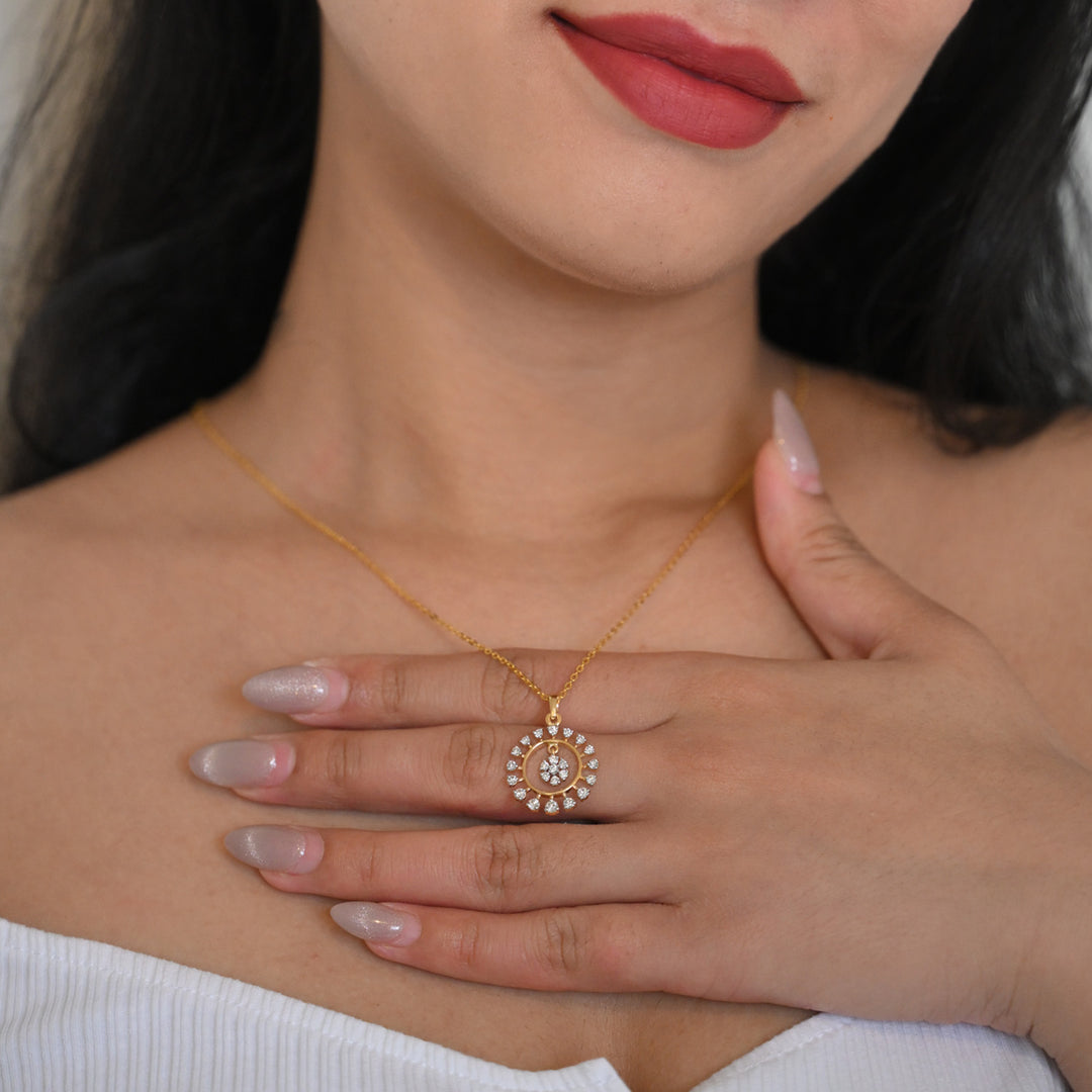 14K YG Cluster Diamond Pendant- 1pc
