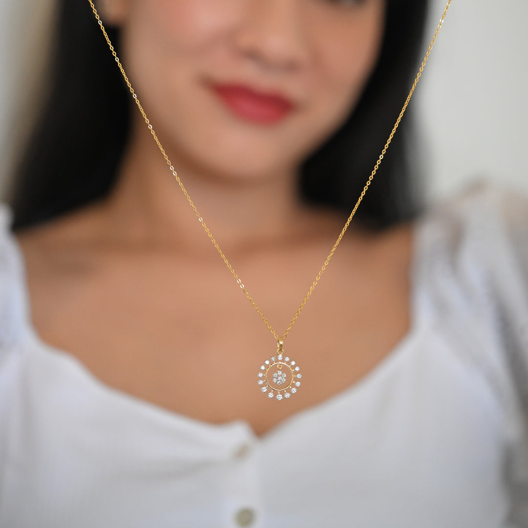14K YG Cluster Diamond Pendant- 1pc