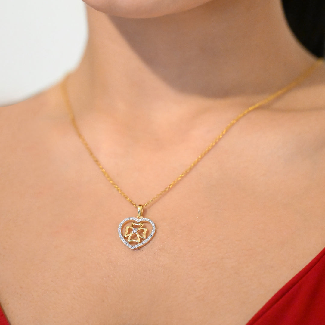 14K YG Heart Diamond Pendant- 1pc