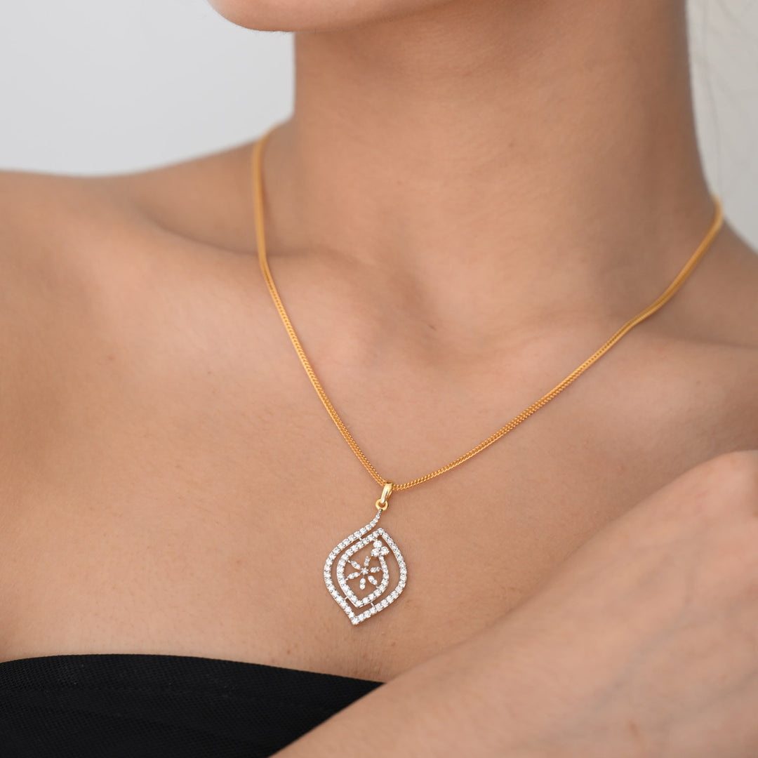 14K YG Cluster Diamond Pendant- 1pc