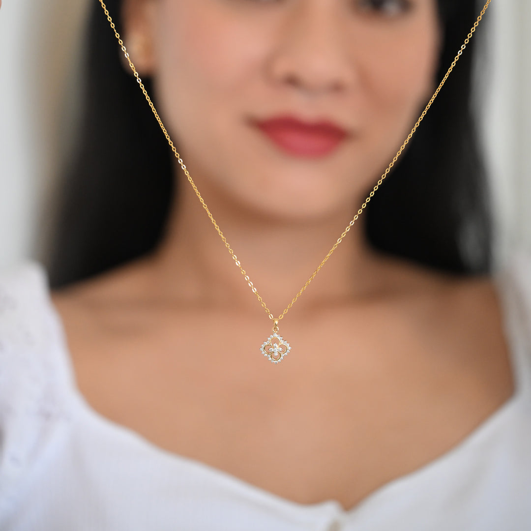 14K YG Cluster Diamond Pendant- 1pc