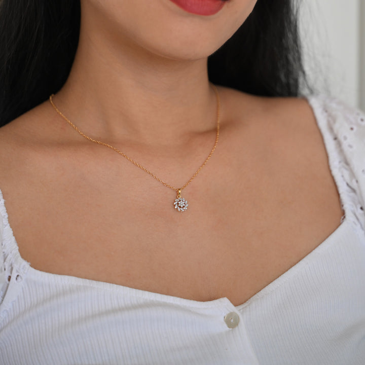 14K YG Cluster Diamond Pendant- 1pc