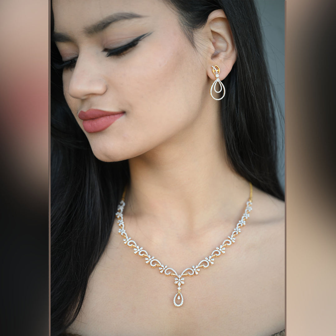 9K YG Princess Diamond Necklace- 1pc