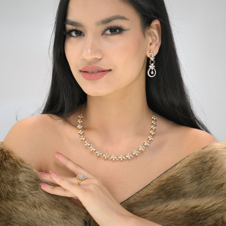 9K YG Princess Diamond Necklace- 1pc
