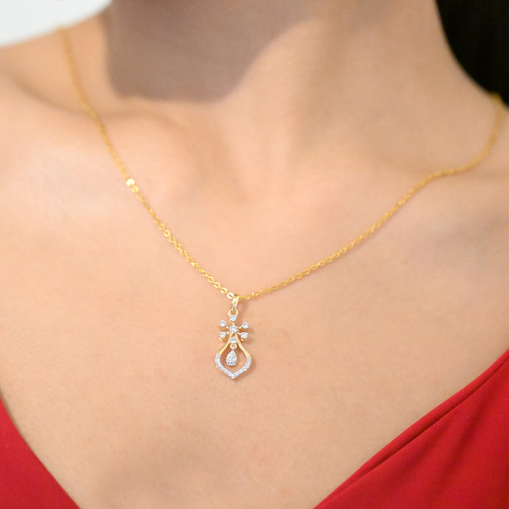 14K YG Cluster Diamond Pendant-1pc