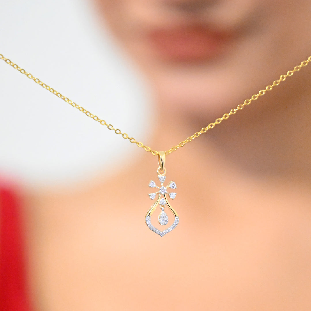 14K YG Cluster Diamond Pendant-1pc