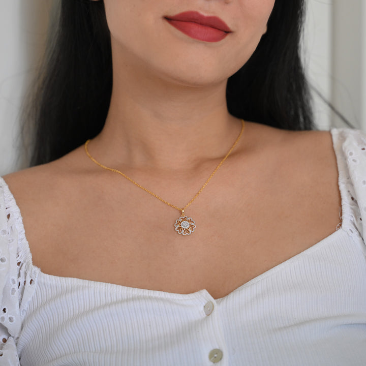14K YG Cluster Diamond Pendant- 1pc