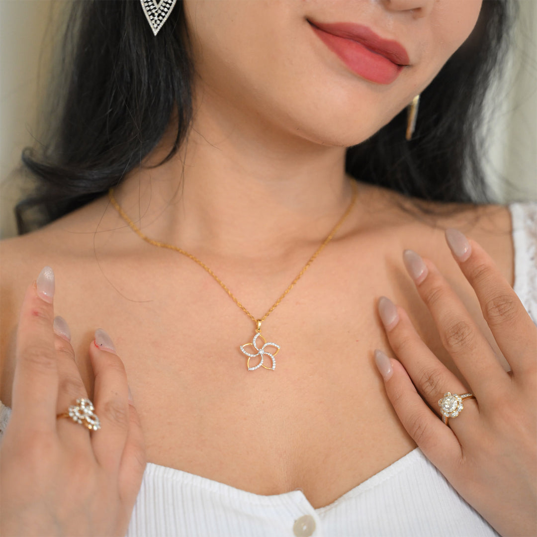 14K YG Cluster Diamond Pendant- 1pc