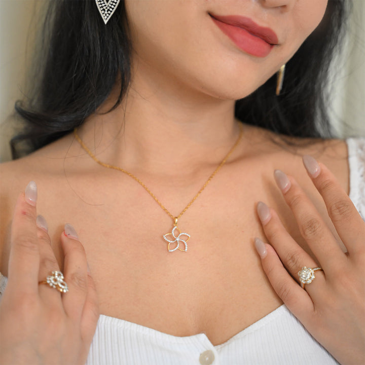 14K YG Cluster Diamond Pendant- 1pc