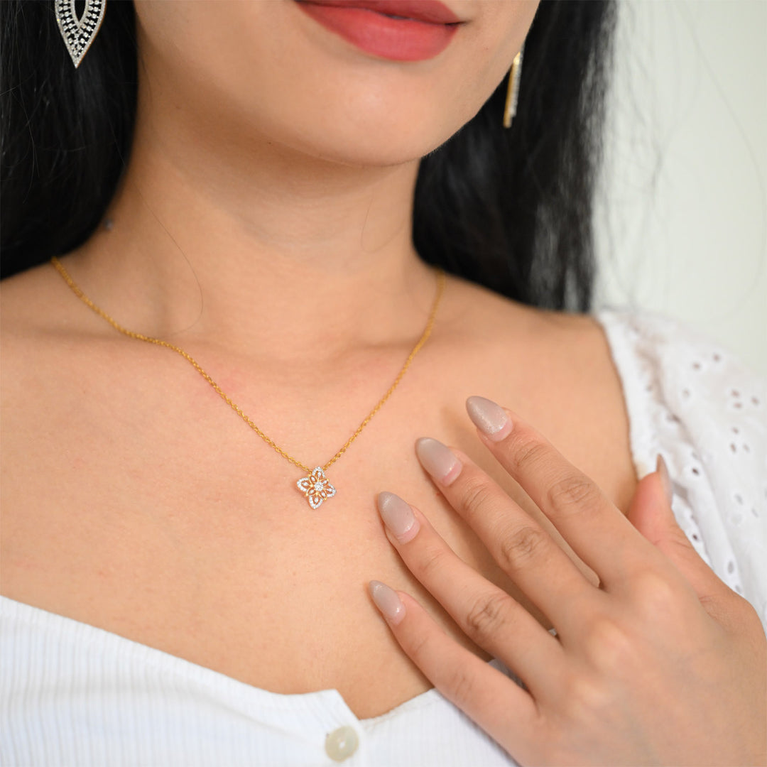 14K YG Cluster Diamond Pendant- 1pc