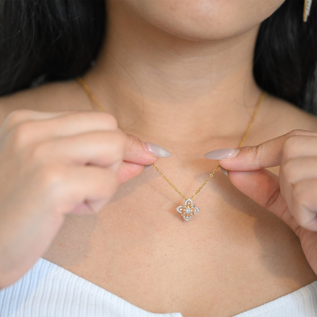 14K YG Cluster Diamond Pendant- 1pc