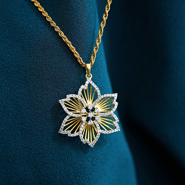 14K YG Flower Diamond Pendant- 1pc