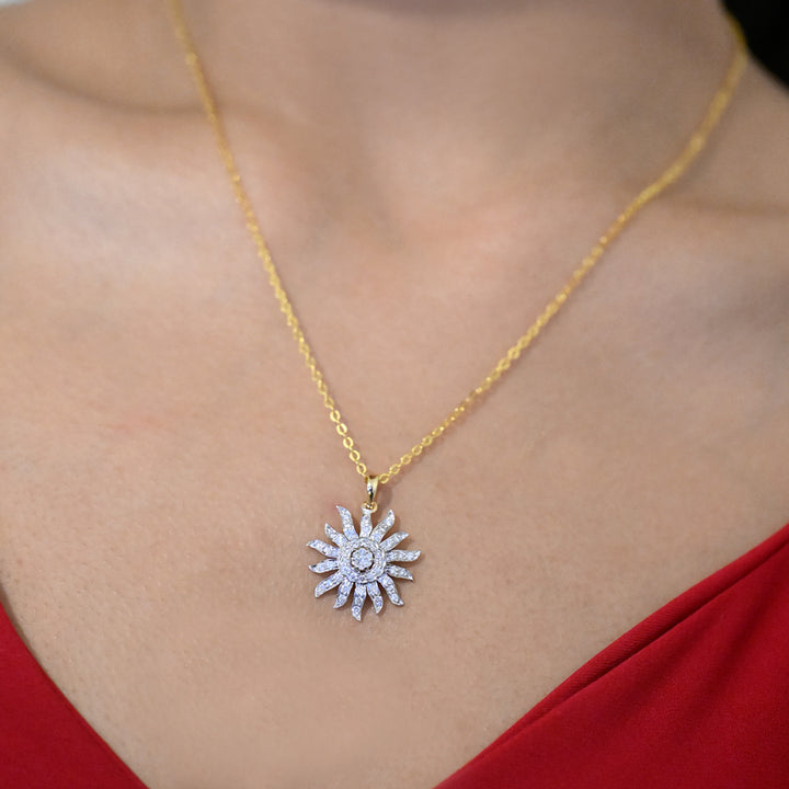 14K YG Cluster Diamond Pendant- 1pc