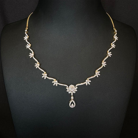9K YG Princess Diamond Necklace-1pc