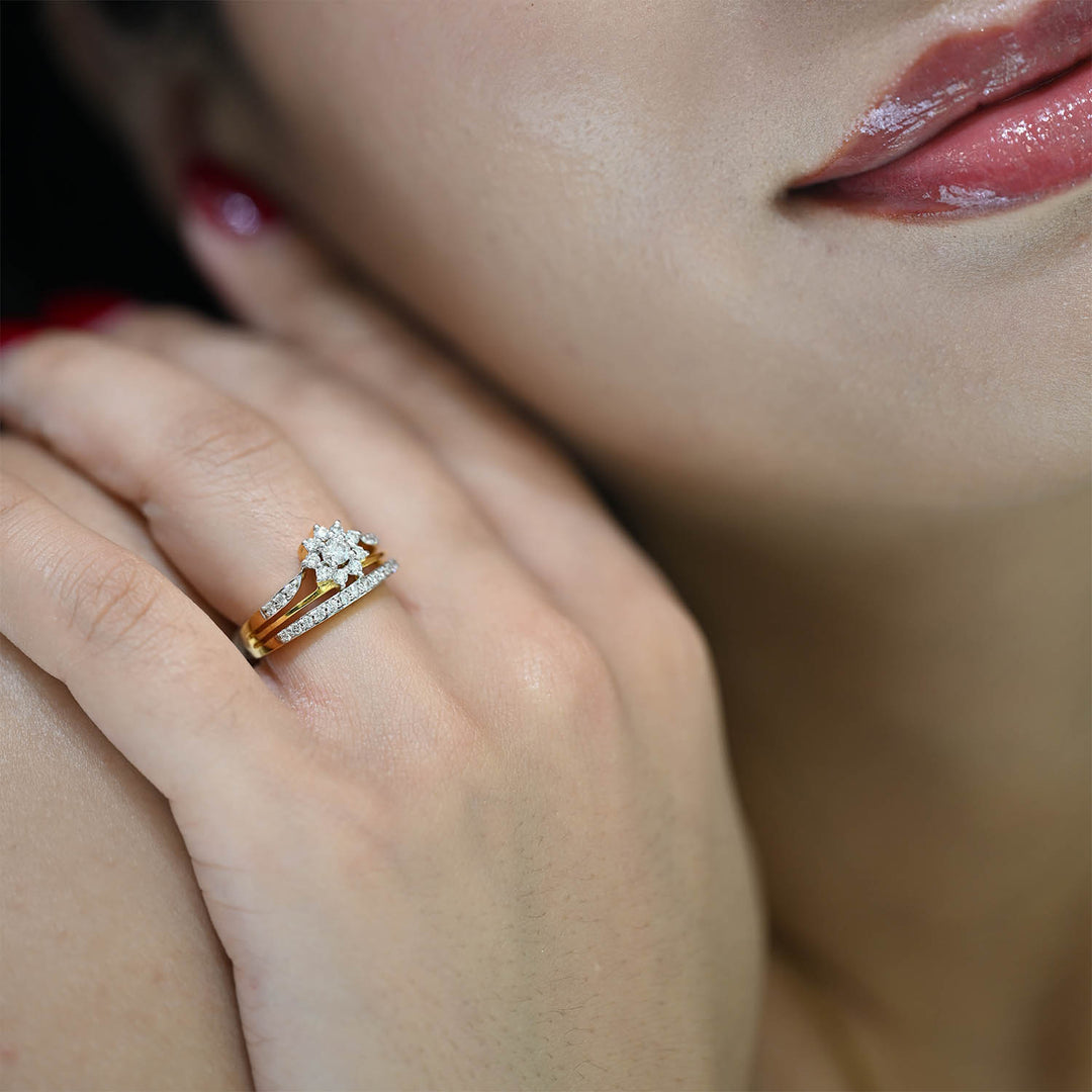 14K YG Cluster Diamond Ring- 1pc