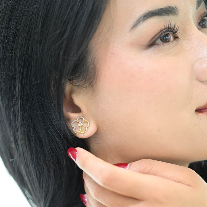 14K YG Cluster Diamond Earring- 1pair