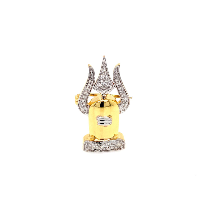 14K YG Shiva Linga Diamond Brooch- 1pc