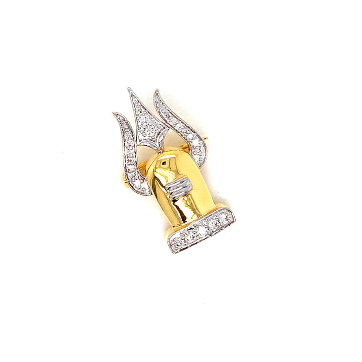 14K YG Shiva Linga Diamond Brooch- 1pc