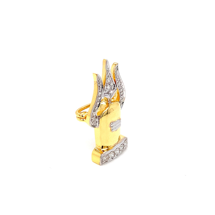 14K YG Shiva Linga Diamond Brooch- 1pc