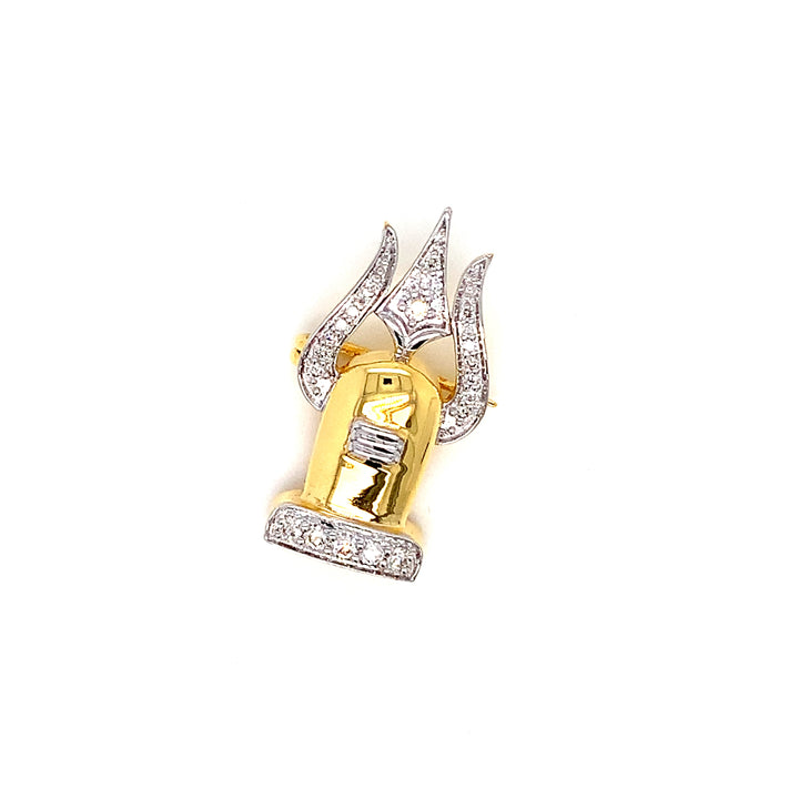 14K YG Shiva Linga Diamond Brooch- 1pc