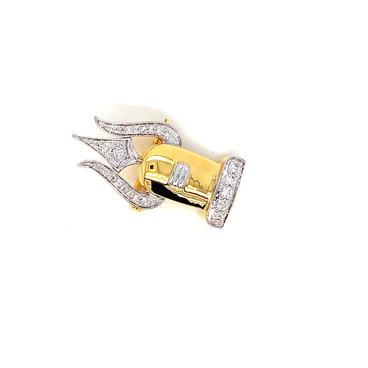 14K YG Shiva Linga Diamond Brooch- 1pc