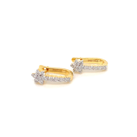 14K YG Huggie Diamond Earring-1pair