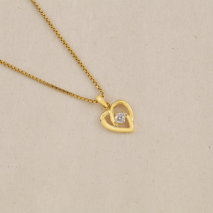 18K YG Heart Diamond Pendant- 1pc
