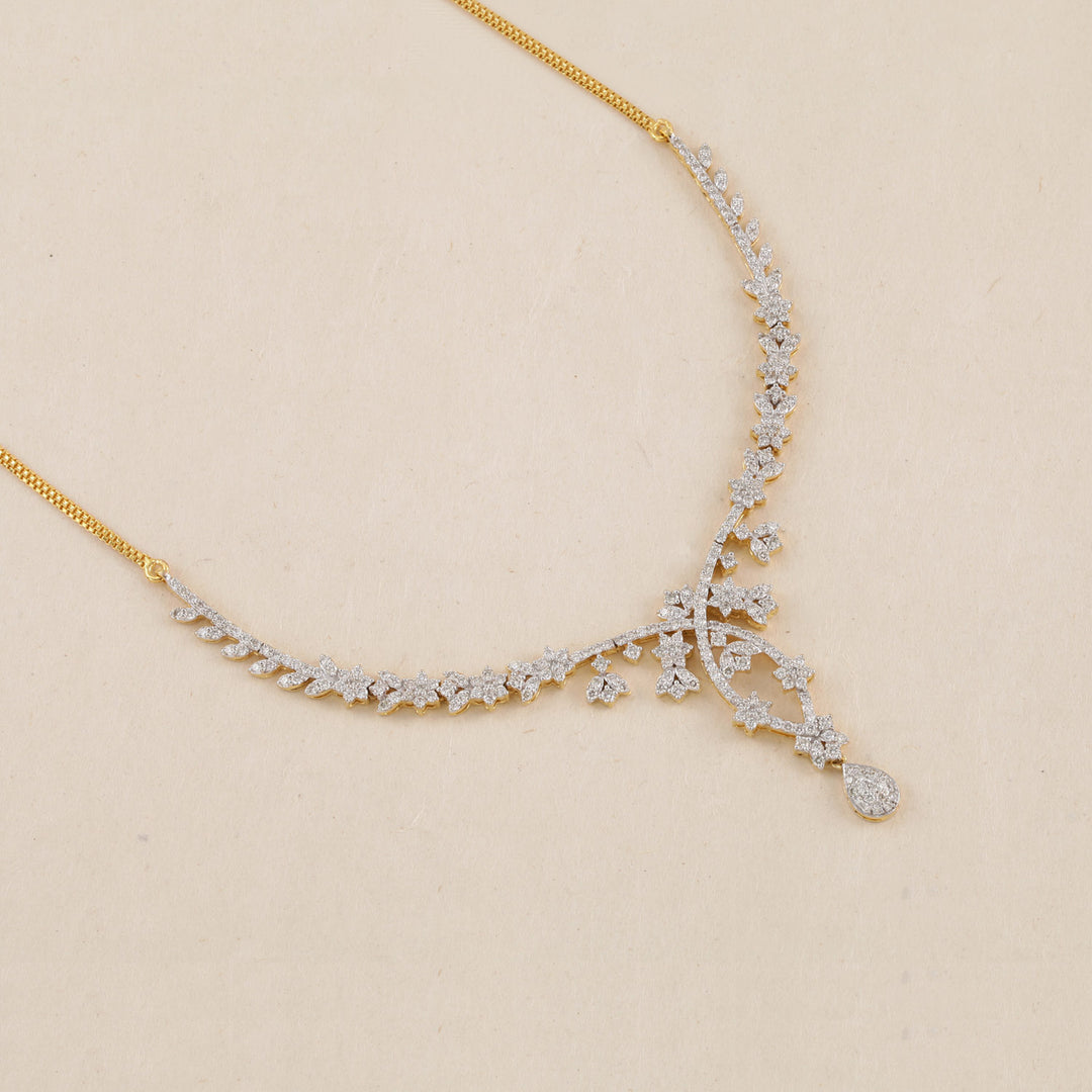 9K YG Princess Diamond Necklace- 1pc