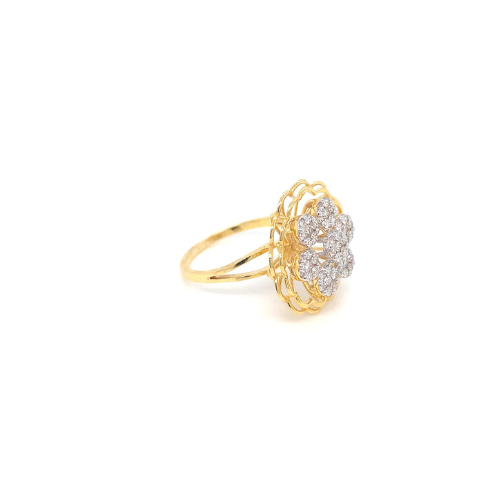 14K YG Flower Diamond Ring- 1pc