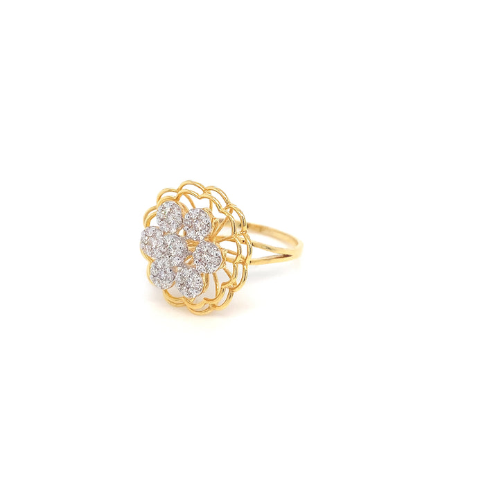 14K YG Flower Diamond Ring- 1pc