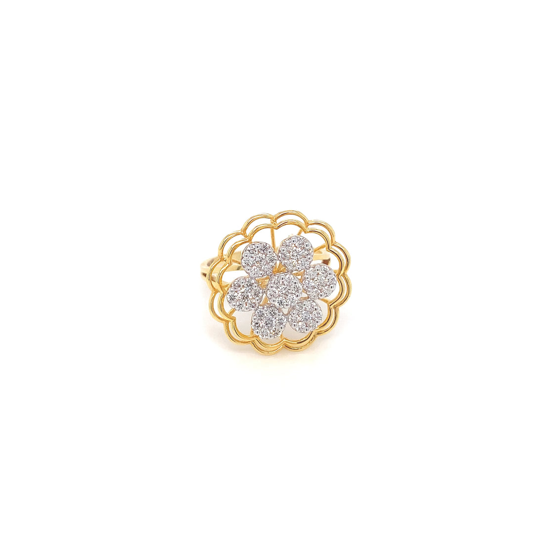 14K YG Flower Diamond Ring- 1pc