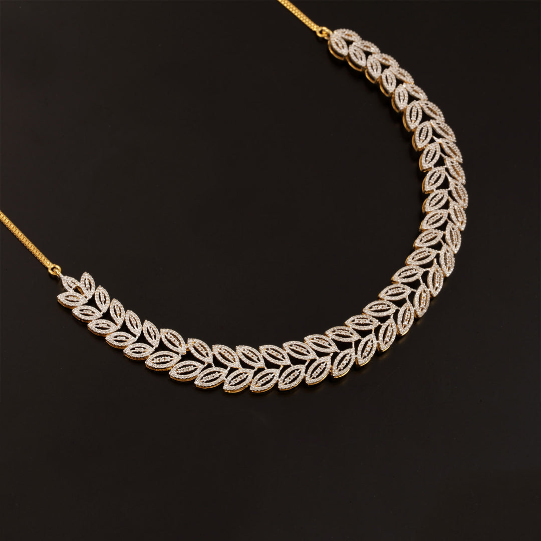 9K YG  Princess Diamond Necklace with 18K Chain-1pc