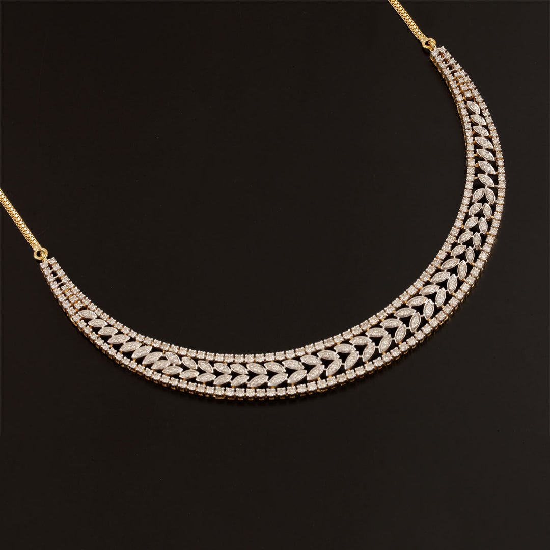 9K YG  Princess Diamond Necklace with 18K Chain-1pc