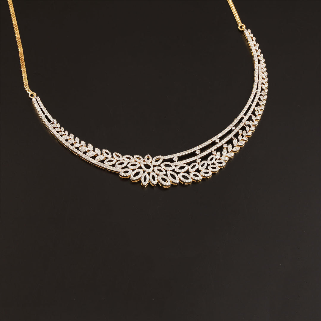 9K YG  Princess Diamond Necklace with 18K Chain-1pc