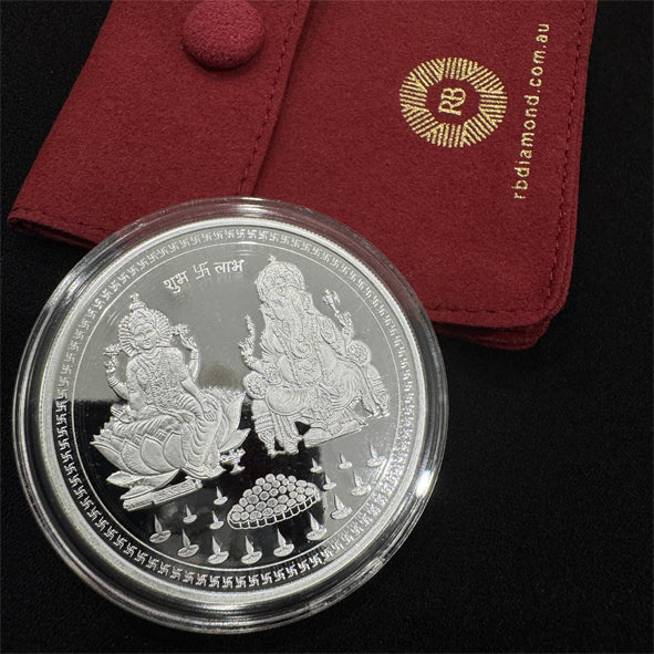 50g 999 Purity Silver Non Colour Laxmi Ganesh Coin-1pc