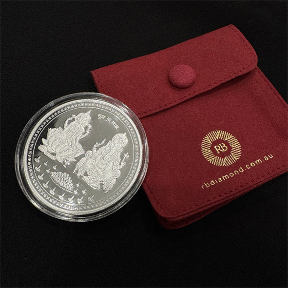 50g 999 Purity Silver Non Colour Laxmi Ganesh Coin-1pc