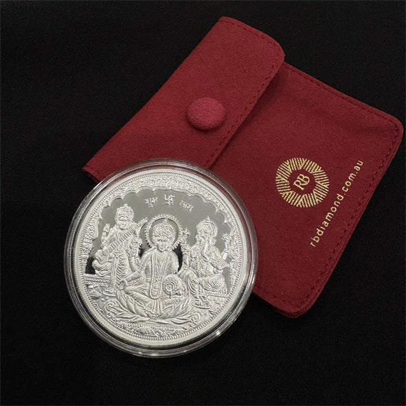 50g 999 Purity Silver Non Colour Saroswati Laxmi Ganesh Coin-1pc