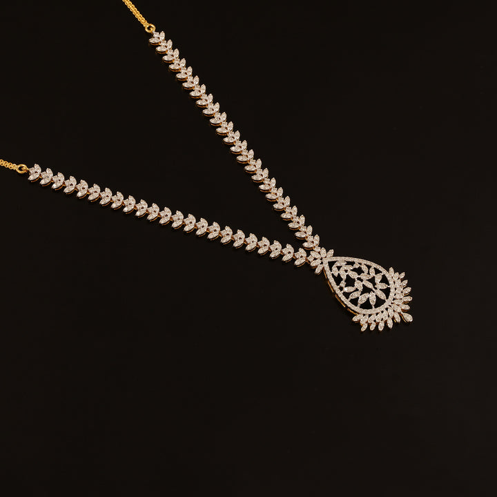 9K YG  Ranihaar Diamond Necklace with 18K Chain-1pc