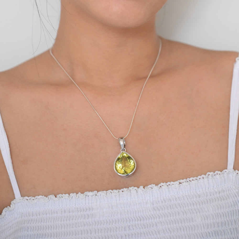 Sterling Silver Pendant with Lemon Topaz RB Diamond Jewellers