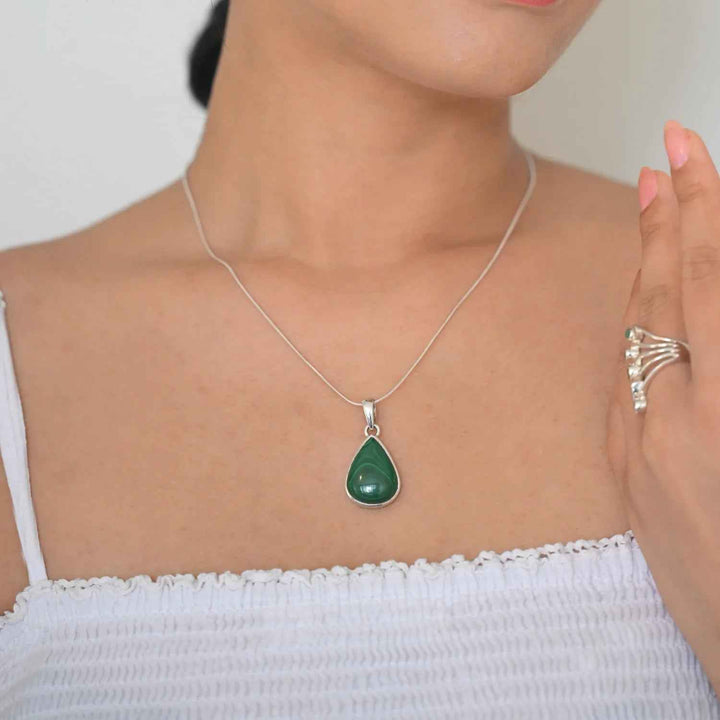 Sterling Silver Pendant with Malachite-1pc