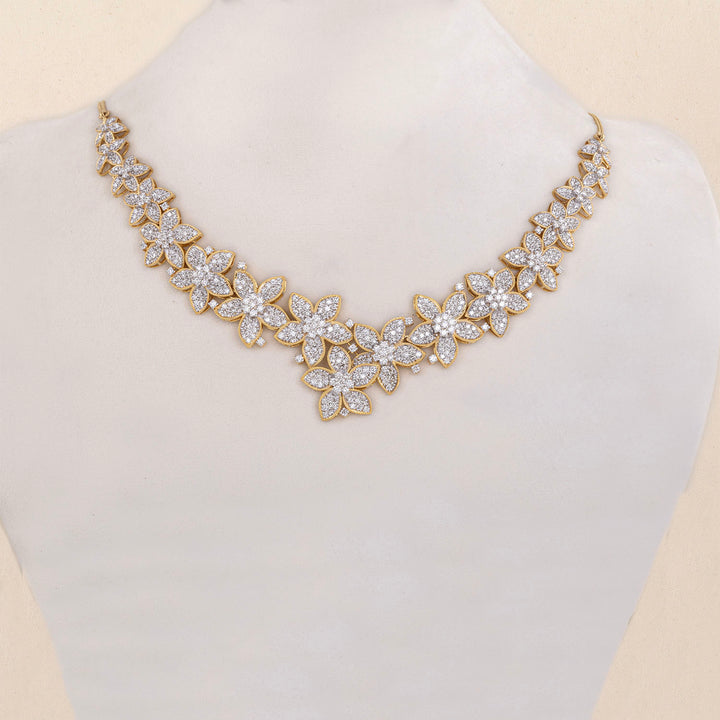 9K YG  Princess Diamond Necklace with 18K Chain-1pc